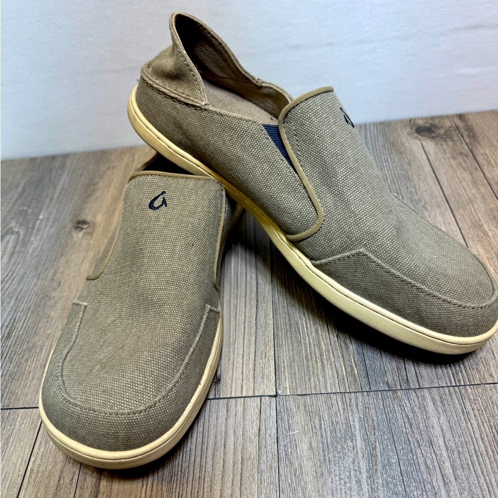 OLUKAI Nohea Lole Mens Shoes 10 US Casual Canvas Loafer Slip On Casual Sneaker